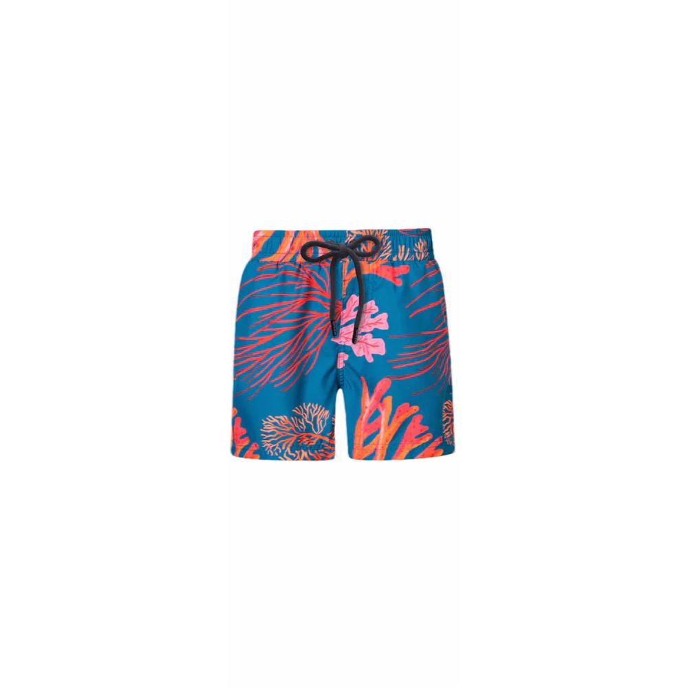 NEW APPAMAN boys blue coral swim trunks in corales mar